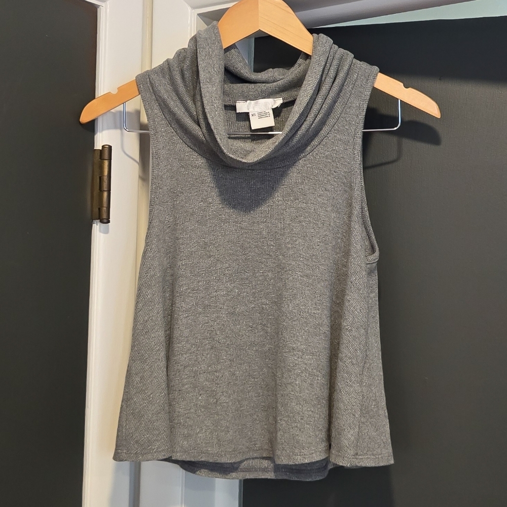 Vintage Cooperative gray ribbed cowl neck tank top shirt
